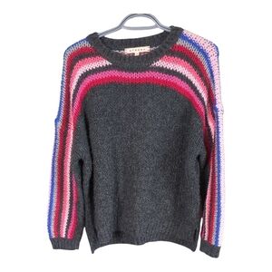 Xirena Teton Apres Ski Sweater Grey with Pink/Red/Blue/Grey Stripes Alpaca Sz XS